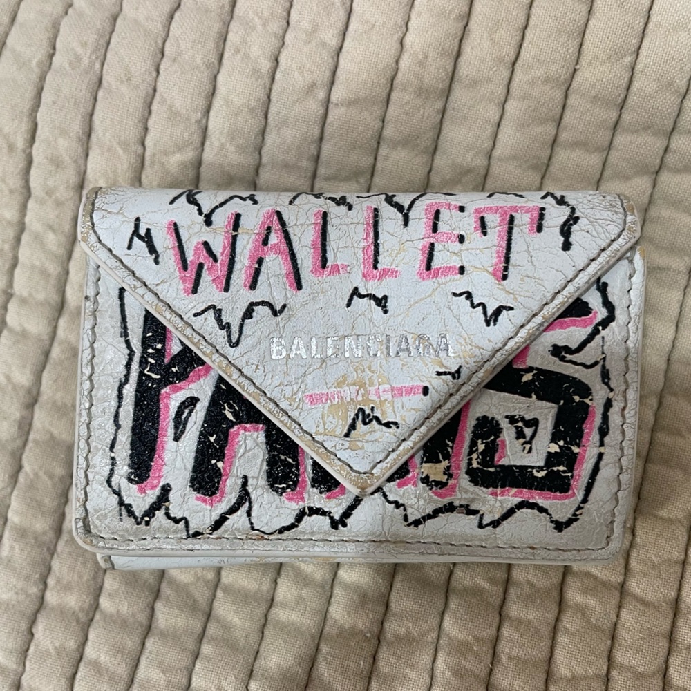 Balenciaga Graffiti Papier Mini Flap Wallet